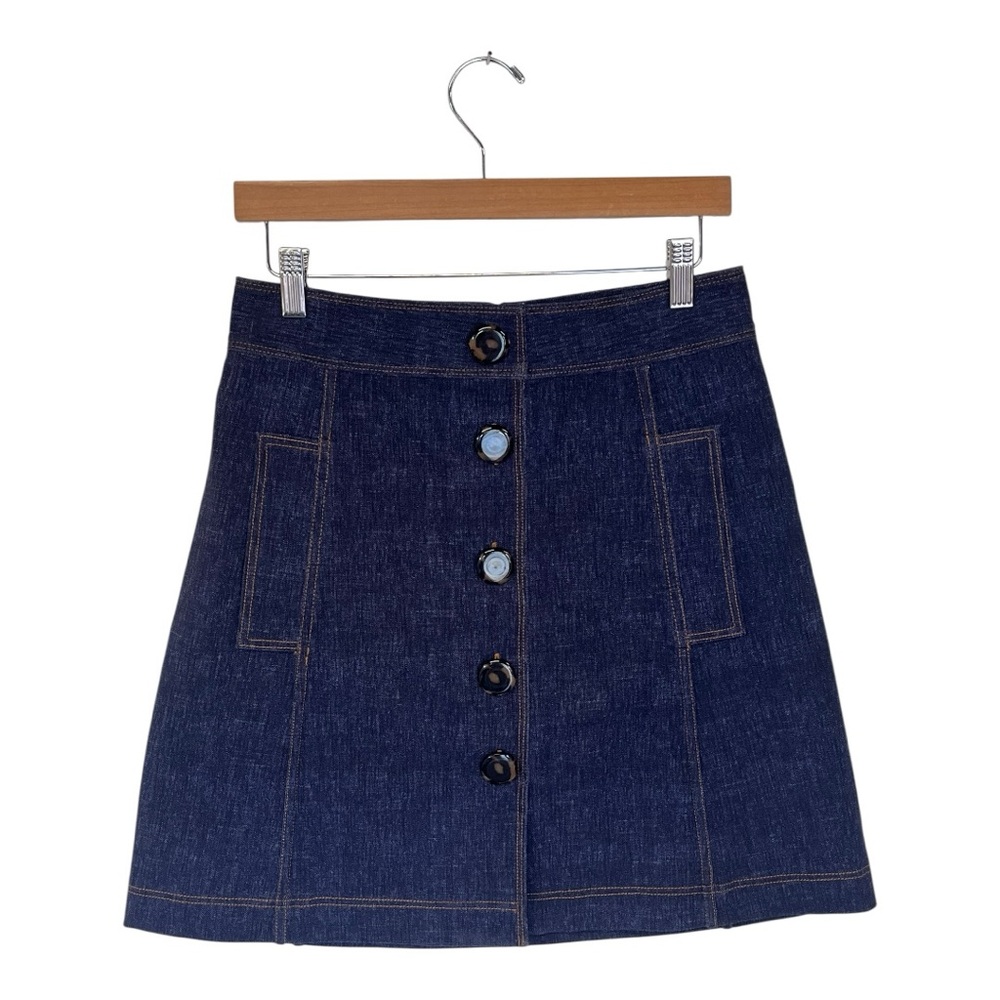 Pearl by Lela Rose | Denim Button Front Mini Skirt 4